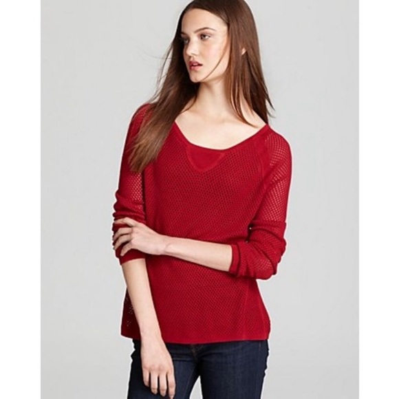 rag & bone Tops - Rag & Bone Red knit mesh top